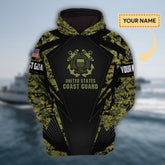 Maxcorners Custom Name Premium Unique Veteran Green All Over Printed Hoodie
