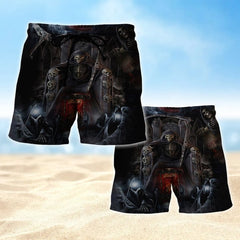 Maxcorners Black Skull Mens Board Shorts