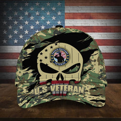 Maxcorners Colorful Puniskull Multiservice U.S Veteran Cap