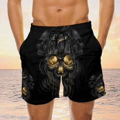 Maxcorners Black Melting Skull Board Shorts