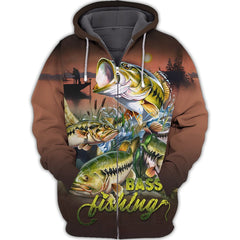 Maxcorners Bass Fishing Shirt Fish 3D Printed Fishing