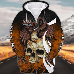 Maxcorners Custom Name Eagle Steals Skull Limited Edition Motorcycles Shirt 3D