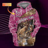 Maxcorners Custom Name Country Girl Shirts Pink Camo Shirts Gift For Country Girls Dear 3D Full Print Hoodie Tshirt SO