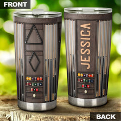 Maxcorners Billiards Balls Wooden Style Personalized Name Tumbler