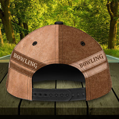 Maxcorners Bowling Pins Brown Classic Personalized Name 3D Cap