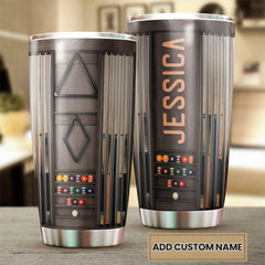 Maxcorners Billiards Balls Wooden Style Personalized Name Tumbler