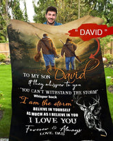 Maxcorners Custom Name The Storm Dad To Son Deer Blanket