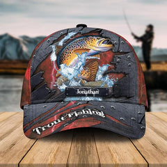 Maxcorners Personalized Fish Aholic Red Light Cap