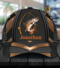 Maxcorners Personalized Fishing Black & Orange Cap