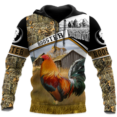 Maxcorners Brown Red Rooster Unisex Deluxe Hoodie