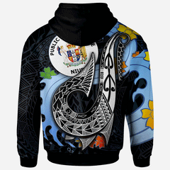 Maxcorners Personalized Niue Hoodie - Fish Hooks And Wave