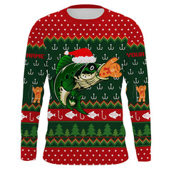 Max Corner Ugly Christmas Sweater Gingerbread Bass Fishing Custom Christmas long sleeve Fishing Shirts Personalized Christmas Fishing gifts