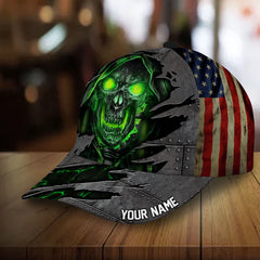 Maxcorners Custom Name Angry Skull Cap