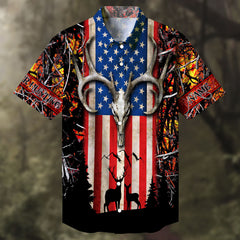 Maxcorners Deer Hunting Skull Deer Head Multicolored Personalized hawaiian shirt HU0113