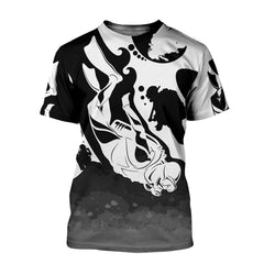 Maxcorners Scuba Diving Black And White All Over Printed Shirt