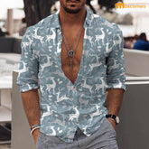 Maxcorners Deer Baby Blue Casual Shirt