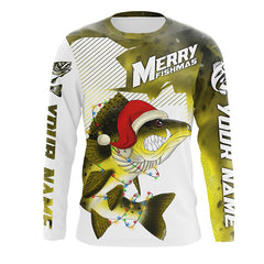 Max Corner Merry Fishmas Walleye Custom Christmas long sleeve Fishing Shirts Personalized Christmas Fishing gifts