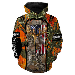 Max Corner Deer Hunting American Flag Orange Camo Custom name All over print shirts Gift For Hunter