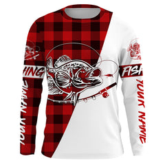 Max Corner Crappie Fishing Red Plaid Custom Long Sleeve Fishing Shirts Personalized Christmas Fishing gifts