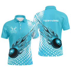 Max Corner Personalized Cyan Flame Bowling Ball Art Name And Team Shirt