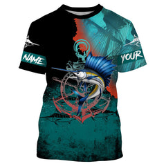 Maxcorners Sailfish Fishing Customize Name All Over Print Shirts