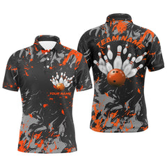 Max Corner Black And Orange Camo Bowling Smoke Pattern Bowling jerseys Custom Name And Team Shirt