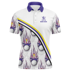 Max Corner Golf balls purple flame pattern Mens Golf polo shirts custom name golf clothes for men golfing