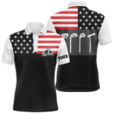 Max Corner Mens golf polo shirt golf club American flag patriot golf custom name black golf shirt