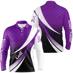 Max Corner Mens golf polo shirts custom name purple and white golf shirt