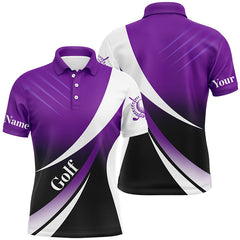 Max Corner Mens golf polo shirts custom name purple and white golf shirt