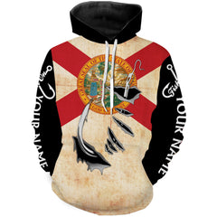 Max Corners Florida Fishing 3D Fish Hook patriotic fish on Custom name fishing Hoodie