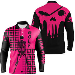 Max Corner Mens golf polo shirt black and pink golf skull custom men golf shirts