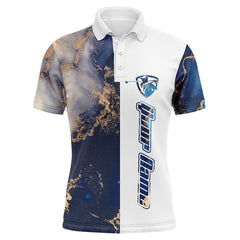 Max Corner Mens golf polo shirt blue pattern custom name blue white golf shirt, Golfer gifts