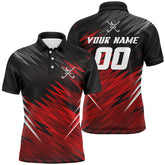 Max Corner Mens golf polos shirts custom black and red lightning team golf shirts, personalized golf gifts