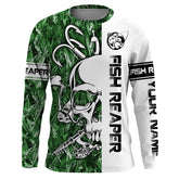Maxcorner Halloween Fish Reaper Fishing Green Camo Custom Name 3D shirt