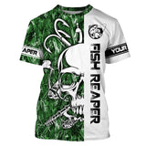 Maxcorner Halloween Fish Reaper Fishing Green Camo Custom Name 3D shirt
