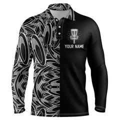 Max Corner Disc golf pattern basket black Mens disc golf polo shirt, personalized disc golf gifts for mens
