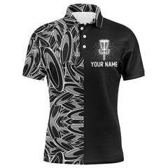 Max Corner Disc golf pattern basket black Mens disc golf polo shirt, personalized disc golf gifts for mens
