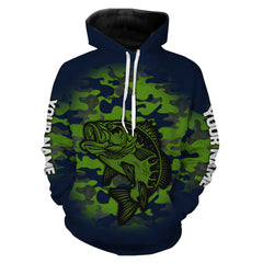 Max Corners Personalized Bass Fishing tattoo green camo Custom name fishing shirts 3D Hoodie