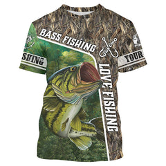 Maxcorners Personalized Bass Fishing Shirts Love Fishing Camo 3D