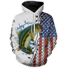 Max Corners American flag Largemouth bass patriotic Fishing Customize name 3D Hoodie
