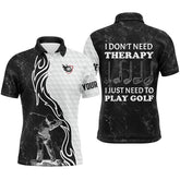 Max Corner Funny Black & white Mens golf polos shirts custom name I don't need therapy