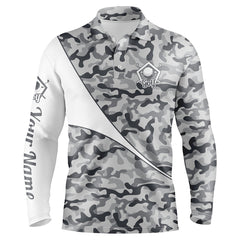 Max Corner Personalized gray camo golf shirt custom name Men golf polo shirts, gifts for golf lovers