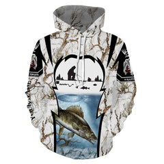 Max Corners Ice fishing walleye winter camo fishing shirts Customize name 3D Hoodie