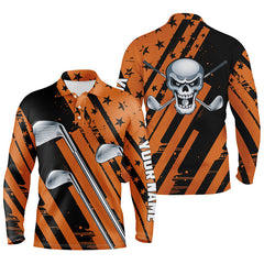 Max Corner Halloween golf skull orange and black golf clubs Mens golf polo shirt custom team golf shirts