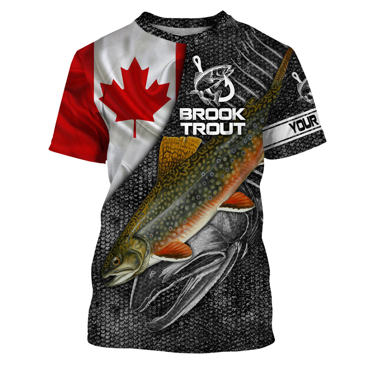 Canadian Flag Brook Trout Fishing Custom Name Fishing Shirts Maxcorners