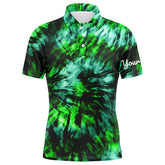 Max Corner Mens golf polo shirt custom green black tie dye men's golf attire, best mens golf wear