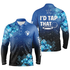 Max Corner Mens golf polo shirts custom name I'd tap that blue abstract funny mens golf shirts golf clothes