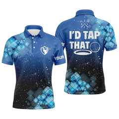 Max Corner Mens golf polo shirts custom name I'd tap that blue abstract funny mens golf shirts golf clothes