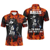 Max Corner Mens golf polo shirts custom name flame golf skull it takes a lot of ballsto golf the way I do